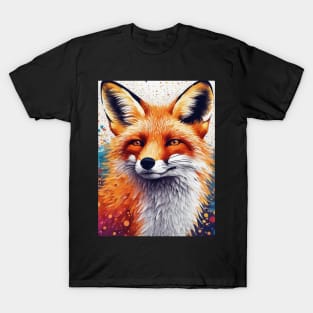 Red Fox, Pointillism Painting, Colorful, Beautiful T-Shirt